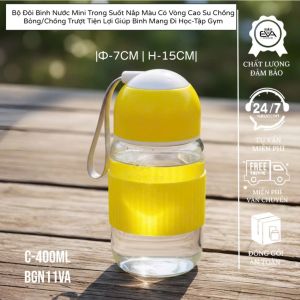 Bình Giữ Nhiệt Lõi Thủy Tinh 6 Oup (350ml) Vỏ Nhựa Nhám Màu Pastel Chống Bám Mùi An Toàn Sức Khỏe