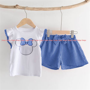 Daigo Desi Biru Setelan Baju Anak Perempuan 1 2 3 4 5 Tahun Katun Mix Spandex Style Korea Santai