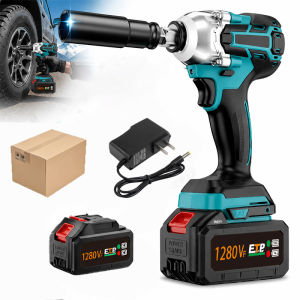 Electric Impact Wrench 1280/1980VF Rechargeable Wrench Power Tool Compatible with Battery Electric wrench&Drilling 2IN1 Power Tools