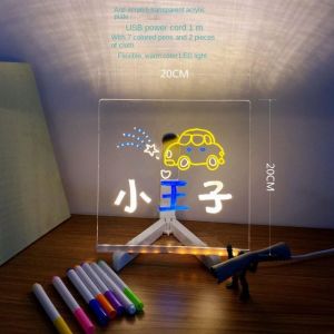 AAVGH Erasable Acrylic Message Note Board Dry Erase Board LED Note Board with Colors Gifts With Bracket Bedroom Night Lamp