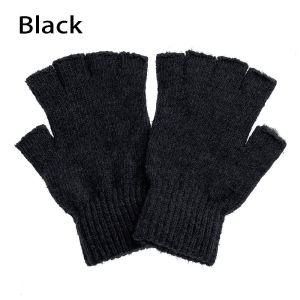COOLSOOL Basic Cashmere Stretchy Typing/Texting Gloves Wool Knitted Half Finger Gloves Fingerless Gloves