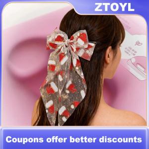 【ZTOYL】 กิ๊บติดผมคริสต์มาส1 2ชิ้นสำหรับผู้หญิงกิ๊บโบว์ใหญ่สำหรับผมยาวขนาดใหญ่เครื่องประดับผมแฟชั่นน่ารัก