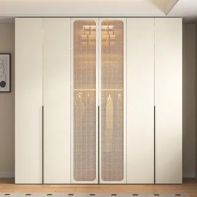 FSD modern wardrobe with traditional features glass door rattan door customise available (ETA: 35days)