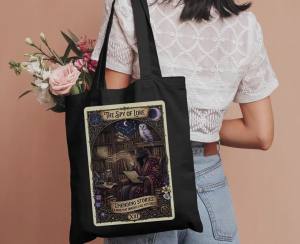 The Spy of Lore Tarot Tote Bag Dark Academia Library Book Tote Fantasy Reader Gift Literary Lover Bookish Tote Bag Crime Books Lover