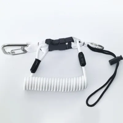 สายสปริงกันตกกล้องดำน้ำ สายเซฟตี้ดำน้ำ Scuba Diving Coil Lanyard สายสปริงยืดหดพร้อมตะขอสแตนเลสและตัวล็อก