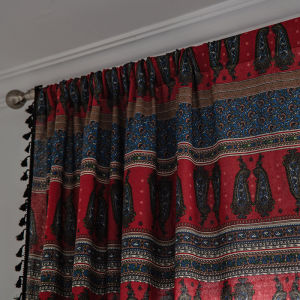 LZD  Bohemian Home Textile Half Shade Pure Cotton Printing Decoration Coffee Curtain Hook Curtain Rod Velcro Curtain Finished Product