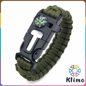KLIMO Outdoor Camping Bracelet With Whistle Flint Fire Starter Nylon Bracelet 3.2m Rope Wild Survival