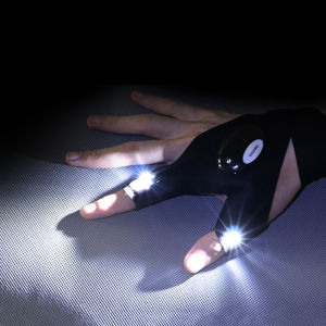Night Light Waterproof Gloves with LED Flashlight Rescue Tools Outdoor Gear Cycling Practical Durable Fingerless Gloves