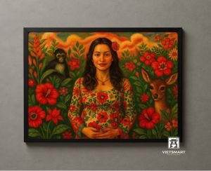 Tranh Nghệ thuật "Người Phụ Nữ Đang Mang Bầu" VIETSMART ART - Acrylic 45 x 60cm