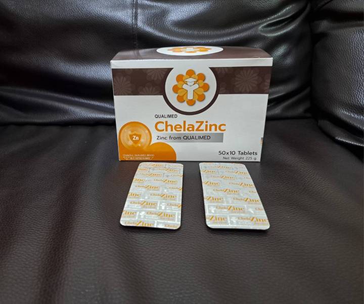 คีลาซิงค์ ChelaZinc แผงละ 10 เม็ด Qualimed Brand ผลิตภัณฑ์เสริมอาหาร