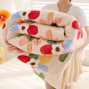 Floral Printed Soft Coral Fleece Throw Blanket Thick Warm Imitation Lambswool Autumn Winter Blankets for Bed Sofa Nap Blanket