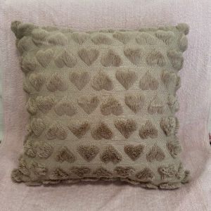 CASE ONLY Heart Plain Furry Fluffy Throw Pillow Case with zipper  Sofa Pillow Case  45x45