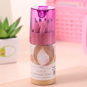PTT Pensil Warna 12 IN 1 + Serutan Pensil Color Pencils Quality Pensil Warna Karakter Kemasan Tabung Murah Import