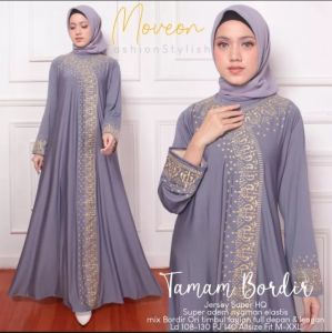 LESTARIJAYA Gamis Jersey Model Bordir Dress Taman Jumbo XL XXL XXXL LD 110 LD 120 LD 130