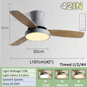 【GOGEOUS】风扇灯42/48inch ceiling fan with light remote control DC motor 6 speed cooling fan ceiling fans angin kuat kipas siling lampu ruang tamu wooden blades fans ceiling fan light for living room bedroom