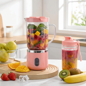 JUVIAAL juicer blender Double Cup Electric Juicer 700Ml Capacity Sharp Blades USB Juicer Cost Effective Easy Disassemble Smoothie Blender Summer Use