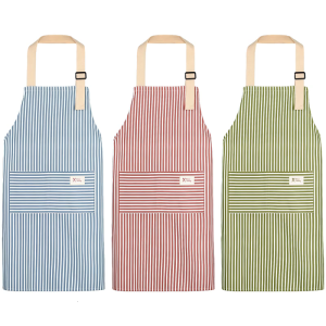 Multipurpose Striped Apron Crafted From Durable Cotton Linen Perfect For Cooking Baking Workshops