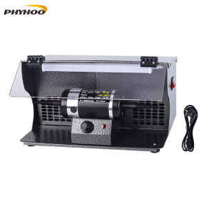 PHYHOO Vacuum Polishing Machine Desktop Double Head Cloth Turbine With Lamp Tube Speed Regulating Grinder Gold and Silver Jewelry Polishing Tool