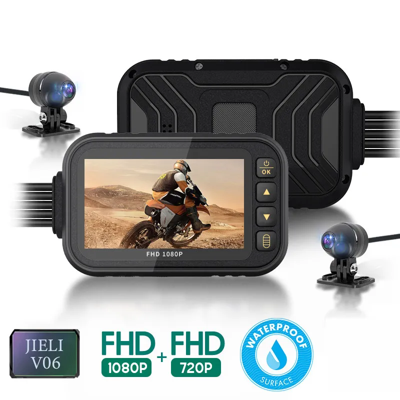 Motorcycle Dashcam HD Dual 1080P 3 Inch Moto Camera Waterproof Camera WiFi  Motorcycle DVR Dash Cam