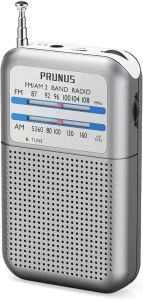 Pocket AM FM Radio PortableTransistor Radio with Excellent Reception Tuning Knob with Signal Indicator AAA Battery Operated for Hurricane&Walking DE333 by PRUNUS