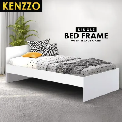 [FREE INSTALLATION] KENZZO: Wooden single bed frame with headboard/ super single bed frame/Pull out bed/storage bed