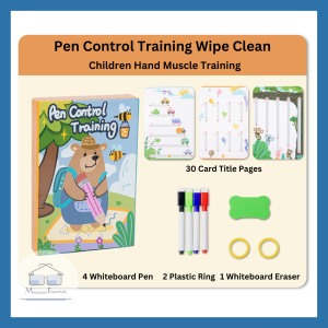 (Line Tracing) Pen Control Training Set – Age 3+ Wipe Clean Tracing Cards Book Toddler Fine Motor Skills Erasable Activity Reusable Toy