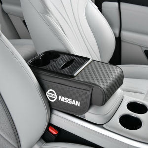 Chất liệu da PU đệm tựa tay ô tô Organizer pad với ngăn để cốc & hộp đựng khăn giấy đa chức năng xe cho Nissan Sentra Serena Grand Livina Terra Navara Teana Xtrail sylphy phụ kiện nội thất