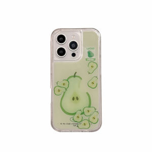 Floating Pear Phone Case for iPhone 15 16 Pro Max Back Cover Decoration Liquid para Funda Summer Dynamic Fruit Hard Housing Capa