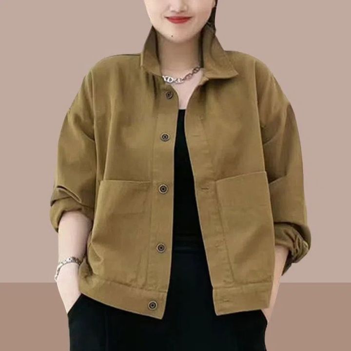 Women's 2023 Autumn and Winter Casual Solid Color Jacket Loose Thin