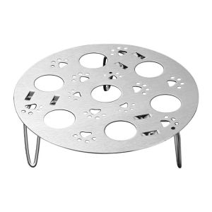 DAMONJ Thickened Stainless Steel Steaming Grid High Foot Stand Round Foldable Steamer Basket Multi-Purpose Hollow Out Folding Steamed Egg Rack Kitchen Supplies