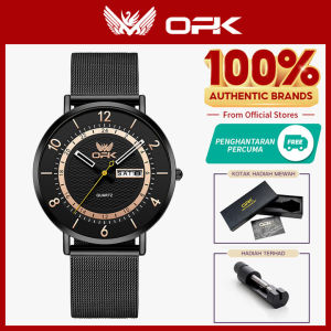 OPK resmi autentik jam tangan pria otomatis dewasa 2025 anti air cermin HD kalender dial baja tahan karat jam tangan box set