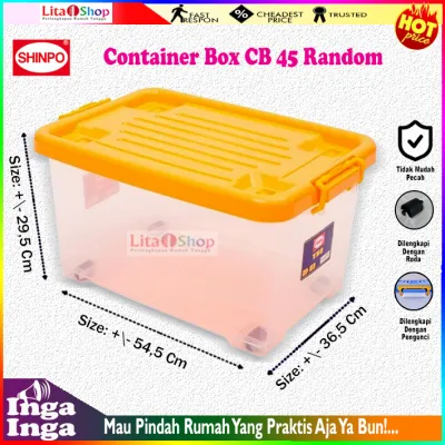 Storage Box Ezy CB 45 Liter Roda Bening Tebal Kotak Penyimpanan Container Perkakas - 45 Liter Bening