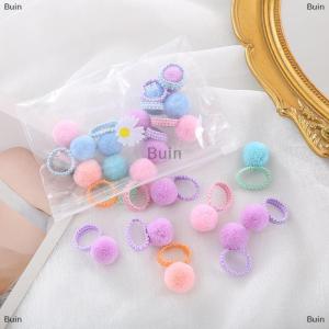 [COD] Buin 20Pcs Girls Colorful Plush Ball Elastic Hair Bands Kids Hair Ropes Rubber Bands Childrens Braided Headwear Hair Accessories
