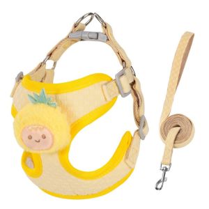 OUTOPEN Breathable Dog Harness and Leash Set Lightweight Adjustable Dog Vest Harness Cute Animal Shape Cat Traction Rope Outdoor