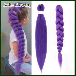 Aolie 26inch Cosplay Wig KPOP Rumi Long Purple Braided Dress Up Accessories DIY Ponytail Braid Heat Resistant Synthetic Wig