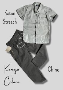 SETELAN ANAK KEMEJA KATUN STREACH CELANA CINOS ANAK TERBARU  USIA 0-12 TAHUN ANAK LAKI-LAKI
