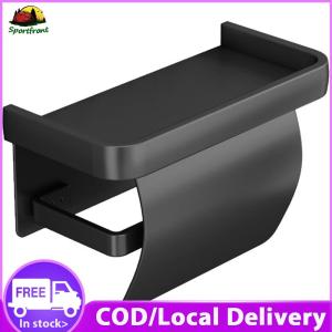 Wall Mounted Tissue Roll Holder with Phone Shelf for Bathroom Washroom