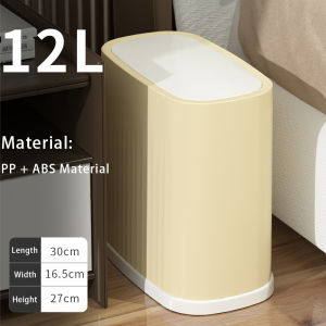 Tầm nhìn 12L/15L hình chữ nhật Thùng rác nhựa Thùng rác với Báo Chí loại nắp nhỏ gọn và niêm phong Thùng rác với xô lớp lót tháo ra được mỏng Thùng rác nhựa cho nhà bếp/phòng tắm và hẹp không gian