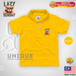 Unique OS Kids Polo Premium Quality Cotton T-Shirt Boy/Girl 3-14 Years Lazy Sunday