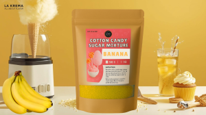 Banana Cotton Candy Sugar 1KG LA KREMA floss sugar spun sugar mix machine ready cotton candy mix carnival party dessert bar rim sugar cocktail garnish mocktail garnish cake decorating cupcakes cookies ice cream milk tea topping yellow sugar granules GH