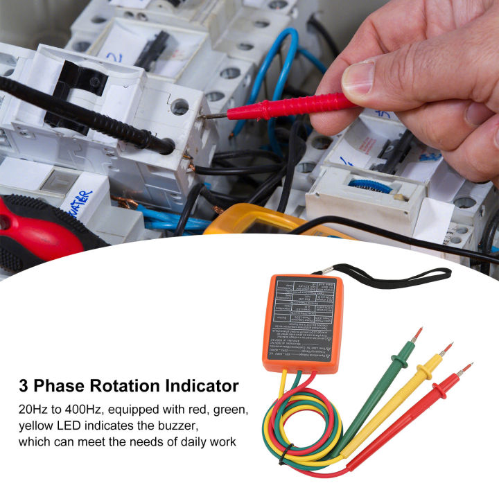Testing Electrical Rotation SM852B 3 Phase Rotation Tester Digital Portable Wide Range Electricity ...