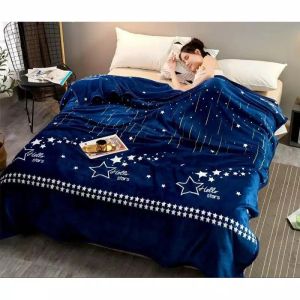 Selimut Bulu Halus Ukuran 150x200 Motif Bintang Biru Dewasa Terlaris Murah Berkualitas