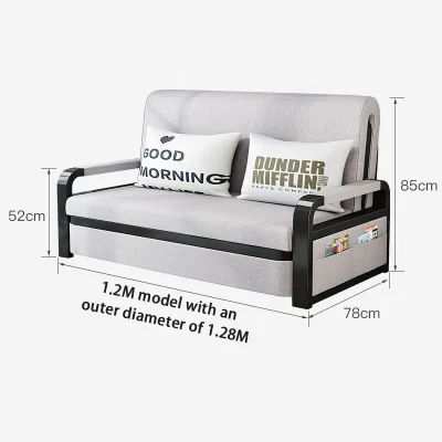 [Manila 24-hour Boat] 88/108/128/158*78*85CM Foldable Sofa Bed with Storage Cabinet Dual Purpose Small Unit Living Room Lazy Person Sofa Single/Double/Queen Size with Roller Sofa Bed Side Pocket Multi-functional Telescopic Bed 2 Free Throw Pillows