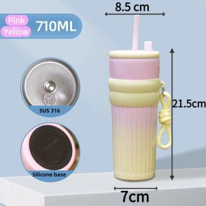 【Ucocolla】710ML Vacuum Tumbler Hot and Cold 316 Stainless Steel With Straw With Lid Coffee Mug
