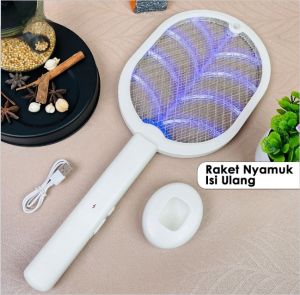 Raket Nyamuk Elektrik Cas Ori Tahan Lama Murah Awet Charger Usb 2 in1 Raket Nyamuk listrik Standing