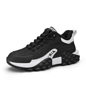 Thicksoled velvet warm sports shoes for men winter hightop cotton shoes increased