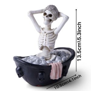 Skull Girl Bath Resin Ornament Halloween Ghost Festival Decor for Desktop Porch Spooky Bathroom Gift Decorations