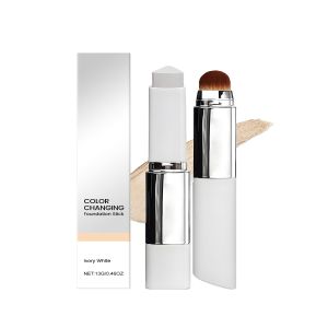 Color Changing Foundation Stick Double-head Blanc Cover Cream Stick with Soft Brush (Ivory White)