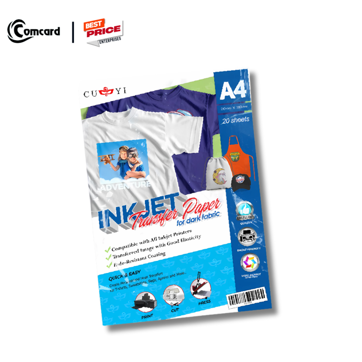 A4 SIZE Cuyi Inkjet Transfer Paper for Dark Fabric (20 sheets)