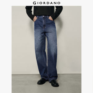 Giordano Men [Korea Same Style] Washed Loose Denim Pants with Five Pockets Free Shipping 01115750